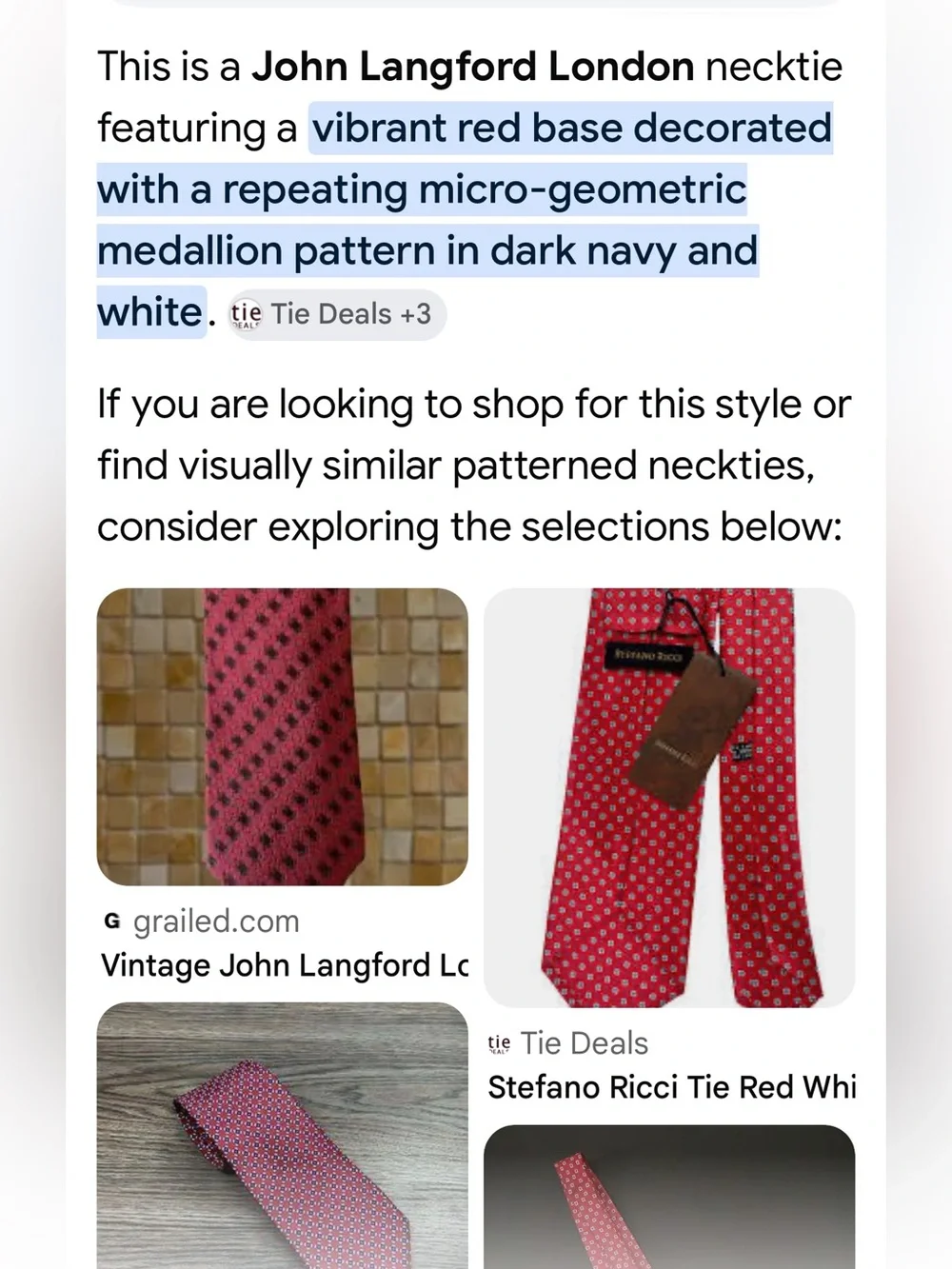 #3,006** John Langford London: Red Micro-Flower Pattern Silk Tie